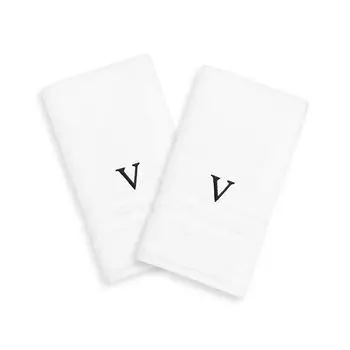 Linum Home Textiles, 2 упаковки черных полотенец для рук с монограммой