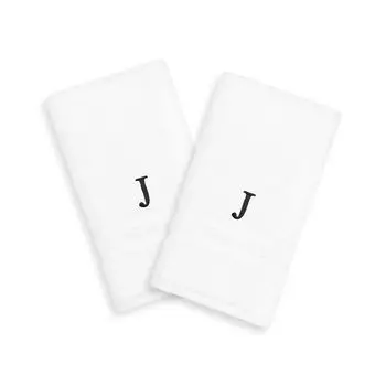 Linum Home Textiles, 2 упаковки черных полотенец для рук с монограммой