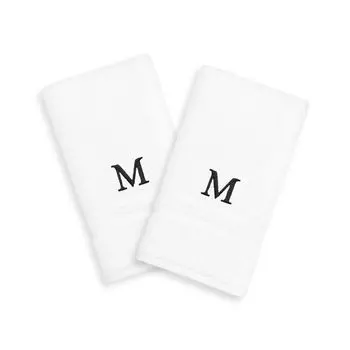 Linum Home Textiles, 2 упаковки черных полотенец для рук с монограммой