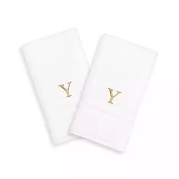 Linum Home Textiles, 2 упаковки полотенец для рук с монограммой золотого тона