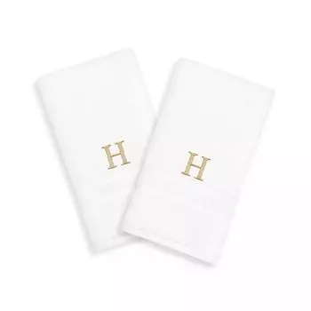 Linum Home Textiles, 2 упаковки полотенец для рук с монограммой золотого тона