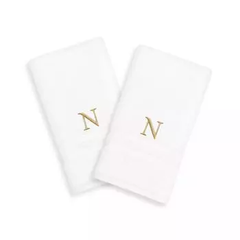 Linum Home Textiles, 2 упаковки полотенец для рук с монограммой золотого тона