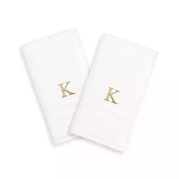 Linum Home Textiles, 2 упаковки полотенец для рук с монограммой золотого тона