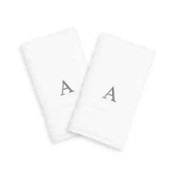 Linum Home Textiles, 2 упаковки серебристых полотенец для рук с монограммой