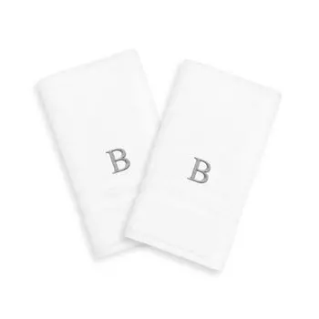 Linum Home Textiles, 2 упаковки серебристых полотенец для рук с монограммой
