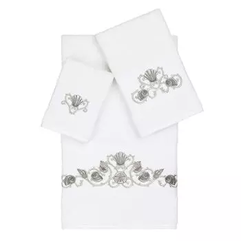Linum Home Textiles Bella Набор украшенных банных полотенец из 3 предметов, белый
