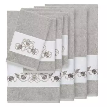 Linum Home Textiles Bella Набор украшенных банных полотенец из 8 предметов, светло-серый