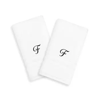 Linum Home Textiles Black Script Denzi Single Letter Полотенца для рук с монограммой, 2 упаковки