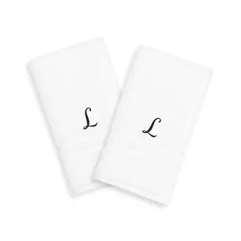 Linum Home Textiles Black Script Denzi Single Letter Полотенца для рук с монограммой, 2 упаковки