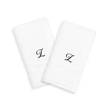 Linum Home Textiles Black Script Denzi Single Letter Полотенца для рук с монограммой, 2 упаковки