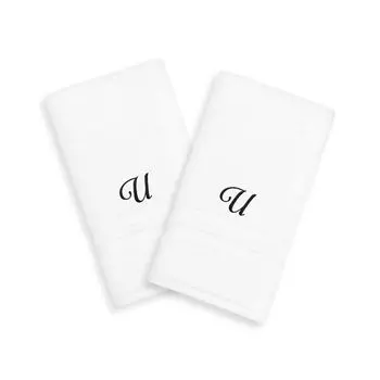 Linum Home Textiles Black Script Denzi Single Letter Полотенца для рук с монограммой, 2 упаковки