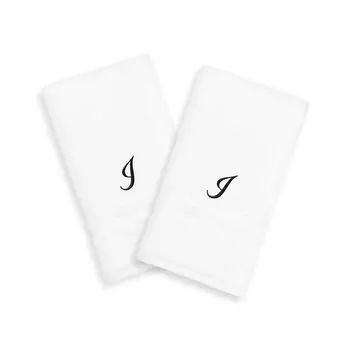 Linum Home Textiles Black Script Denzi Single Letter Полотенца для рук с монограммой, 2 упаковки