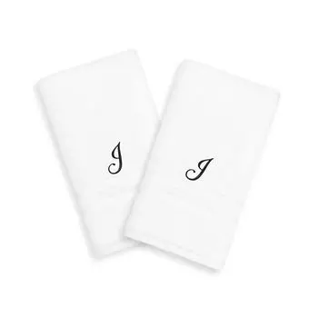 Linum Home Textiles Black Script Denzi Single Letter Полотенца для рук с монограммой, 2 упаковки