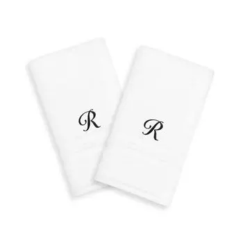 Linum Home Textiles Black Script Denzi Single Letter Полотенца для рук с монограммой, 2 упаковки