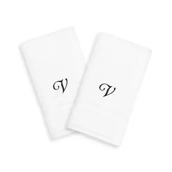 Linum Home Textiles Black Script Denzi Single Letter Полотенца для рук с монограммой, 2 упаковки