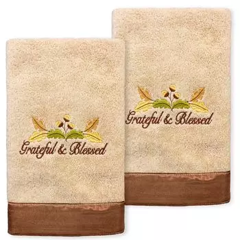 Linum Home Textiles, комплект из 2 полотенец для рук с благословенной вышивкой, белый