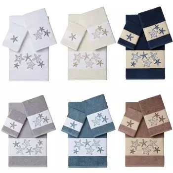Linum Home Textiles Lydia Набор украшенных банных полотенец из 3 предметов, голубой