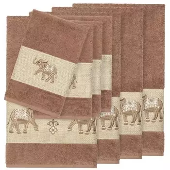 Linum Home Textiles Набор банных полотенец Quinn из 8 предметов из турецкого хлопка с украшением