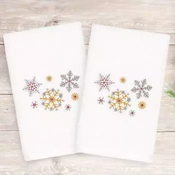 Linum Home Textiles Набор из 2 полотенец для рук с вышивкой «Рождественский снегопад»