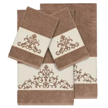 Linum Home Textiles Набор из 4 банных полотенец с украшением Scarlet