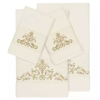 Linum Home Textiles Набор из 4 банных полотенец с украшением Scarlet, бежевый