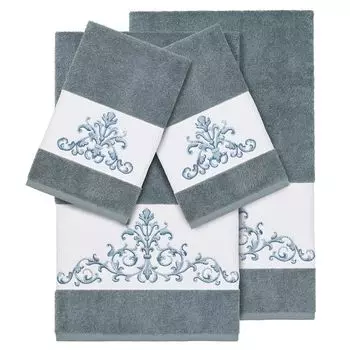 Linum Home Textiles Набор из 4 банных полотенец с украшением Scarlet, голубой