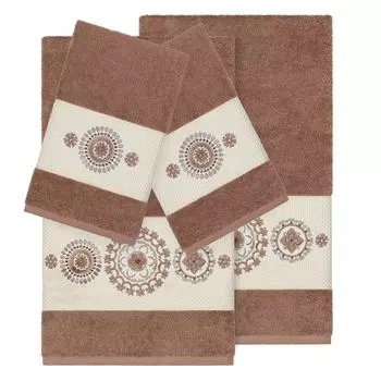 Linum Home Textiles Набор из 4 полотенец из турецкого хлопка с украшением Isabelle