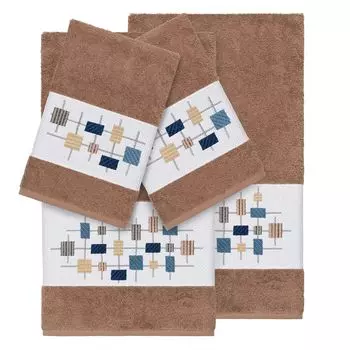 Linum Home Textiles Набор из 4 полотенец из турецкого хлопка с украшением Khloe