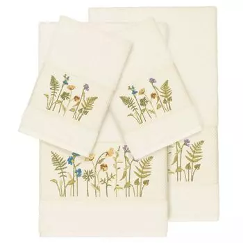 Linum Home Textiles Набор из 4 украшенных банных полотенец Serenity, бежевый