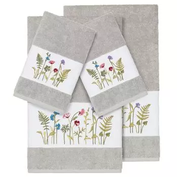 Linum Home Textiles Набор из 4 украшенных банных полотенец Serenity, светло-серый