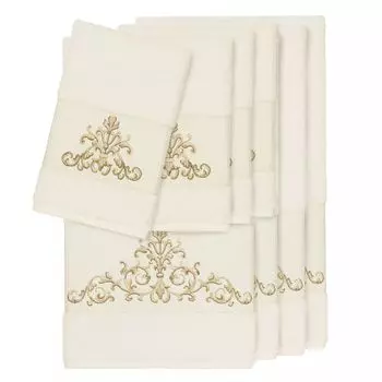 Linum Home Textiles Набор из 8 банных полотенец с украшением Scarlet, бежевый