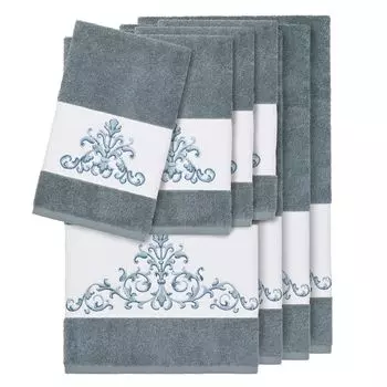Linum Home Textiles Набор из 8 банных полотенец с украшением Scarlet, голубой