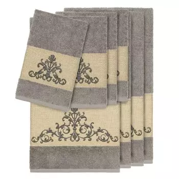 Linum Home Textiles Набор из 8 банных полотенец с украшением Scarlet, темно-серый
