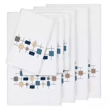 Linum Home Textiles Набор из 8 предметов турецкого хлопка с украшением Khloe, белый
