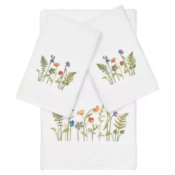 Linum Home Textiles Набор из трех украшенных банных полотенец Serenity, белый