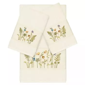 Linum Home Textiles Набор из трех украшенных банных полотенец Serenity, бежевый