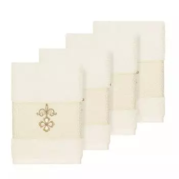 Linum Home Textiles Набор мочалок Quinn из турецкого хлопка с украшением, голубой