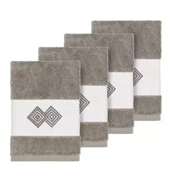 Linum Home Textiles Набор мочалок с украшением из турецкого хлопка Noah, темно-серый