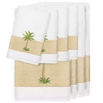 Linum Home Textiles Набор полотенец Colton с украшением из 8 предметов, белый