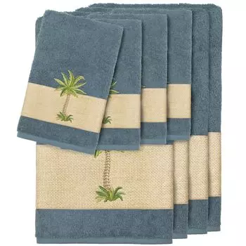 Linum Home Textiles Набор полотенец Colton с украшением из 8 предметов, голубой