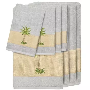 Linum Home Textiles Набор полотенец Colton с украшением из 8 предметов, светло-серый