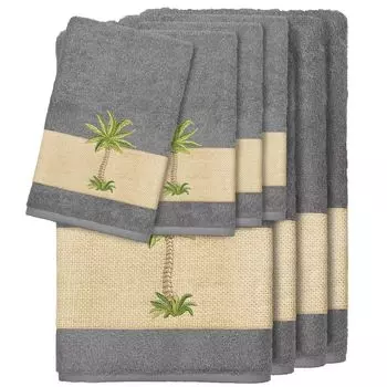Linum Home Textiles Набор полотенец Colton с украшением из 8 предметов, темно-серый
