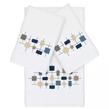 Linum Home Textiles Набор полотенец из 3 предметов из турецкого хлопка с украшением Khloe, белый