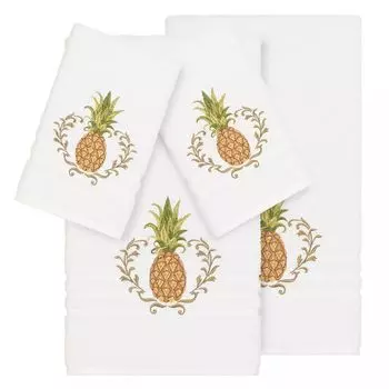 Linum Home Textiles Набор полотенец из турецкого хлопка с украшением из 4 предметов, белый