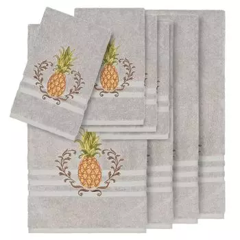 Linum Home Textiles Набор полотенец из турецкого хлопка с украшением из 8 предметов, светло-серый
