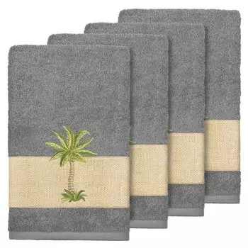 Linum Home Textiles Набор украшенных полотенец для рук Colton, темно-синий