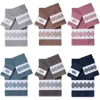 Linum Home Textiles Noah Набор украшенных банных полотенец из 3 предметов, темно-серый