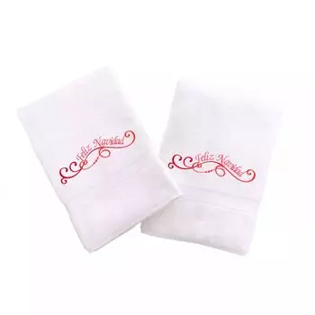 Linum Home Textiles Праздничные полотенца для рук с вышивкой бордюром, 2 упаковки