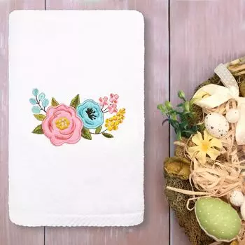 Linum Home Textiles Primavera Роскошное вышитое турецкое хлопковое полотенце для рук, белый