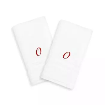 Linum Home Textiles Red Script Denzi Single Letter Полотенца для рук с монограммой, 2 упаковки